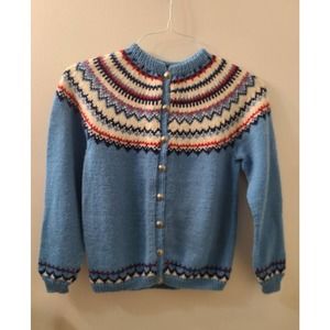 Vintage Norwegian Cardigan Sweater - Saga Hand Knit Wool -
